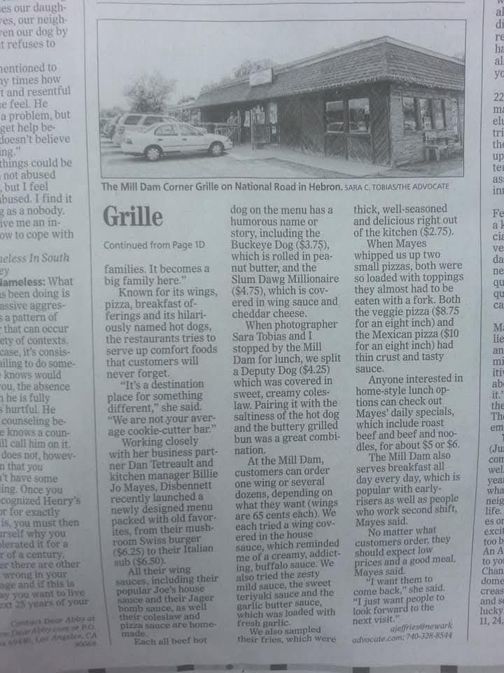 Mill Dam Corner Grille special - Thursday 029